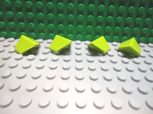 Lego 4 Lime Green 2x1 Roof Tiles sloped extended 45 degree NEW - Bild 1 von 1