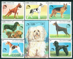 1992 Dogs,Boxer,Dalmatian,Dackel,Dobermann,Terrier,Pudel,Caribbean,3558,128,MNH - Picture 1 of 1
