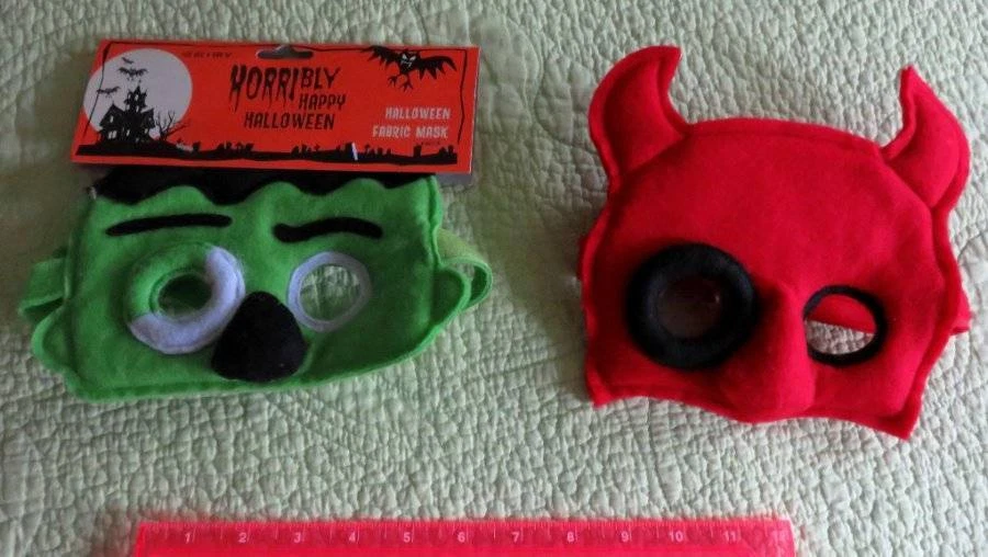 NEW Soft Felt HALLOWEEN Dress Up Costume MASK Frankenstein or Devil Simple - Image 1 of 1