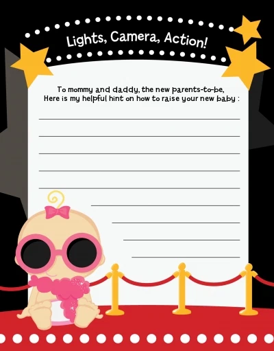 A Star Is Born Hollywood - Baby Shower Notes of Advice for Mom - Set of 12 — 第 1/1 张图片