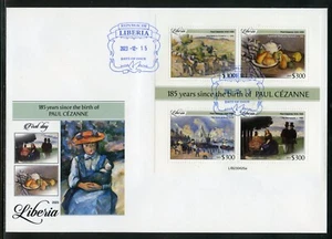 LIBERIA 2023 185th BIRTH ANNIVERSARY OF PAUL CEZANNE PAINTINGS SHEET FDC - Picture 1 of 1