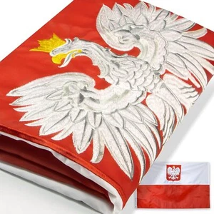 Anley EverStrong Series Poland State Ensign Flag Embroidered Polish Eagle Flags - Picture 1 of 8