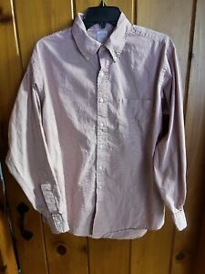 BROOKS BROTHERS LONG SLEEVE DRESS SHIRT RED WHITE PINSTRIPE 17-33 L All Cotton
