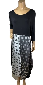 KOZAN Jessica Dress in TeaParty Size L Balloon Skirt Silver Black Polka Dots - Picture 1 of 12