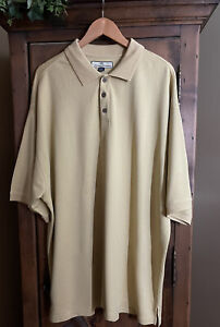 Tommy Bahama Men’s Size XXL Short Sleeved Beige Striped Silk Blend Polo Shirt
