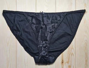 Bragas de bikini de satén negras de colección brillantes sedosas suaves tanga y2K mediano corte alto - Imagen 1 de 4