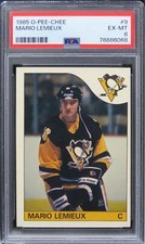 1985 O-PEE-CHEE Mario Lemieux HOF ROOKIE RC #9 PSA 6 EX-MT