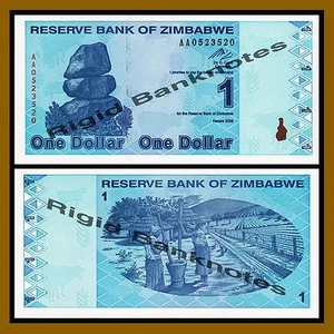 Zimbabwe 1 Dollar, 2009 P-92 Revised Trillion Unc - Picture 1 of 1
