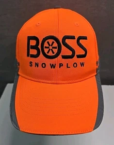 Boss snowplows hat gray reflective accents strap back hunter orange cap - Picture 1 of 7
