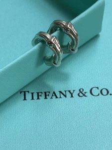 Tiffany & Co. Aretes tipo argolla de bambú de plata de ley con respaldo de plata de 6 gramos - Imagen 1 de 7