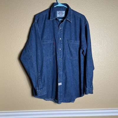 Camisa vaquera grande azul vintage Bugle Boy Golden Crest para hombre, estilo occidental Foto 1 de 4