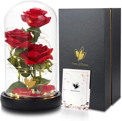 Beauty and The Beast Rose,Eternal Flower with 40 LED Lights Up in Classic Red  - Image 1 of 4