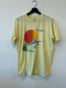 Camisa De Colección St Croix Para Hombres Mediana Amarilla Pez Sol Gráfico Turista Marlín Años 80 - Imagen 1 de 5