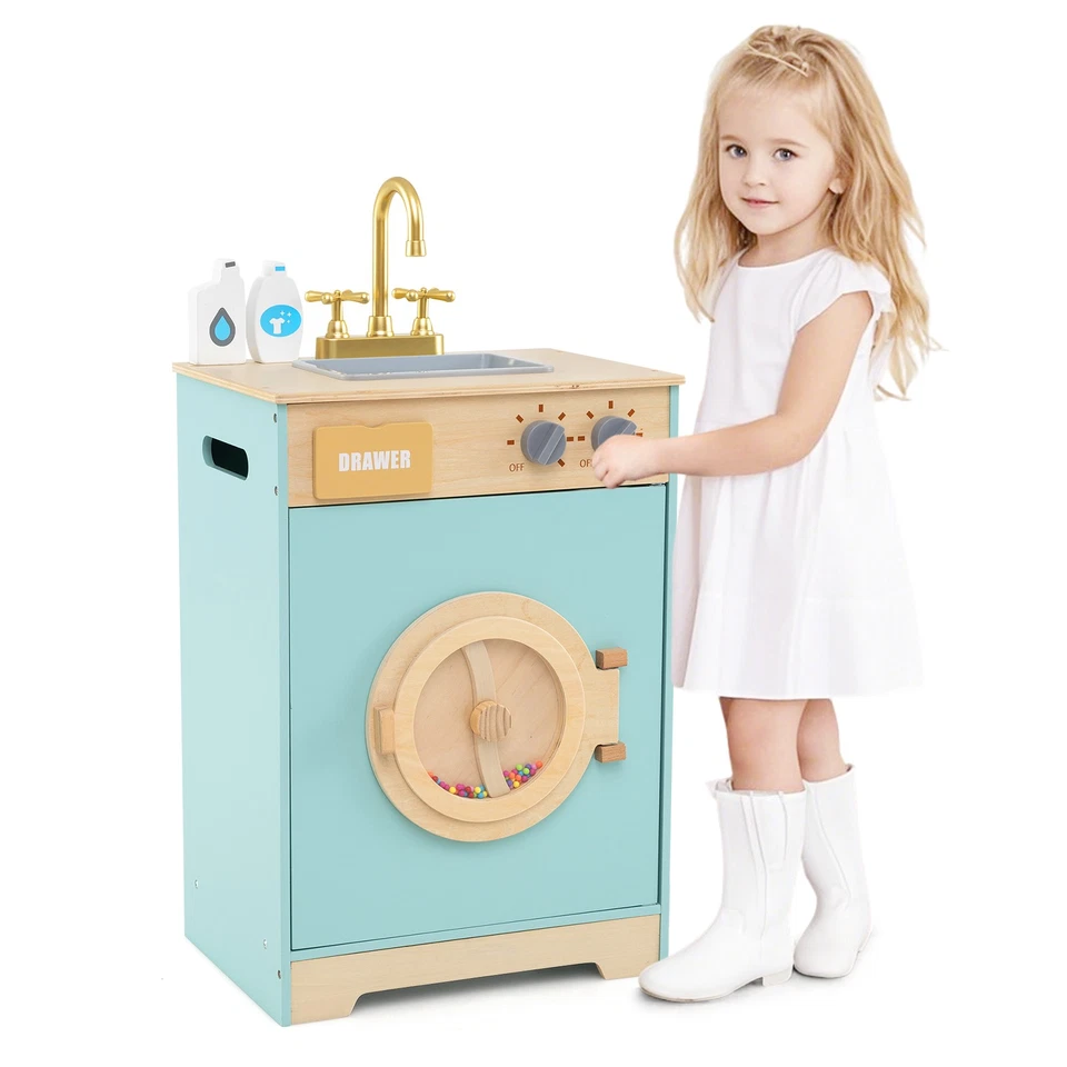 COSTWAY Kids Washer Playset Toy Washing Machine with Laundry Detergent - Image 1 of 4
