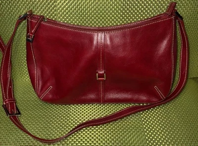 Vintage Etienne Aigner Red Leather Adjustable Shoulder Strap Bag Tote - Image 1 of 4