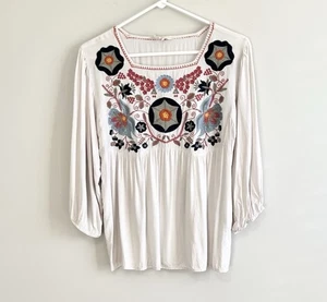 Entro Damen Boutique Blumen bestickt 3/4 Arm Bluse Creme Größe Medium - Bild 1 von 4