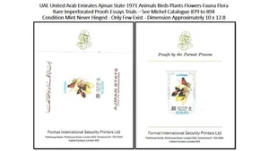 UAE United Arab Emirates Ajman 1971 Birds Flowers Fauna Flora - Rare Proof MNH - Picture 1 of 3
