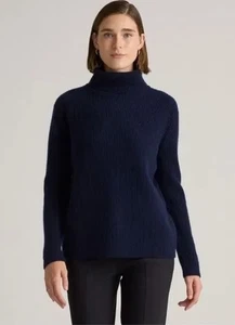 Maglione girocollo Quince donna mongolo cashmere pescatore blu navy taglia med - Foto 1 di 7