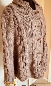 Women's Cape Nancy Boccuzzi Designs Brown Baby Alpaca/Merino  One Size 5 Button - Picture 1 of 10
