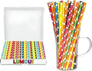 100 pajitas retro de papel a lunares para beber vintage fiesta boda cumpleaños Reino Unido - Imagen 1 de 6