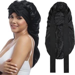 2PCS Long Satin Bonnet for Women - Double Layer Elastic Silk Bonnet for Braids H - Picture 1 of 7