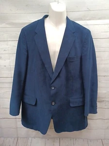 Vtg Doncaster Druckers Blazer Jacket Navyblue Suede 2 Button Mens 46R Union Made - Picture 1 of 12