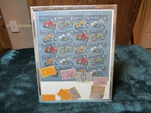 U.S.P.S. 39 Cent Sheet & 10 Cent Postage Stamps "American Motorcycles" Framed  - Picture 1 of 6