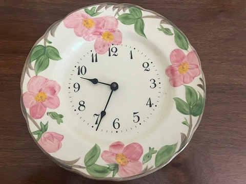 Franciscan Desert Rose Dinnerware Battery Operated Hanging Plate Wall Clock Cover