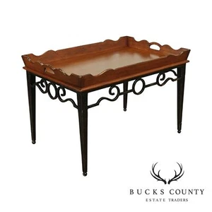Quality Iron Base Wood Butlers Tray Top Coffee Table - Picture 1 of 12