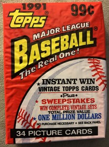 1991 Topps Cello Pack Greg Smith Cubs (Top) Milt Thompson Cardinals (Back)