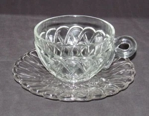 Indiana Glass PRETZEL No.622 Crystal Cup and Saucer Set - Picture 1 of 3