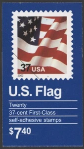 Scott #BK291B (3636a, b) 37c Flag, Booklet of 20 MNH - Picture 1 of 2