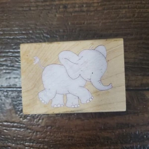 Stampabilities Ellis Elephant Rubber Stamp 2013 Baby Cute Wooden Mount 746248-GR - Picture 1 of 4