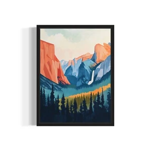 Yosemite National Boho Pastel Landscape Art Print Poster Wall Art Painting - Picture 1 of 7
