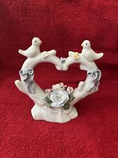 Vintage Porcelain Heart With Doves And Flowers 