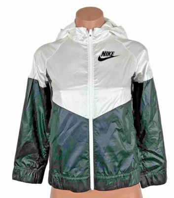 Nike Jacket Boys Size M Black White Full Zip Hooded Windrunner - Image 1 of 4