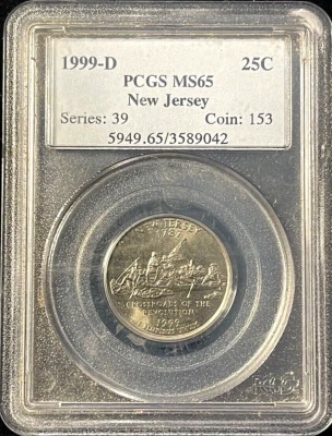1999 P - New Jersey - State Quarter PCGS MS65 1st Year - Image 1 of 2