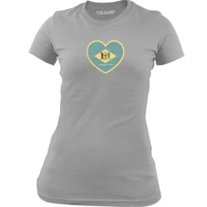 Original Ladies Delaware Heart State Flag T-shirt - Picture 1 of 2