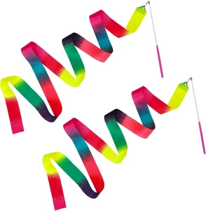 2 Pcs Dance Ribbons for Kids 78 Inch Sparkling Dance Ribbon Streamer Gymnastics - Picture 1 of 12