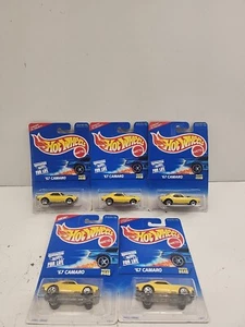 Hot Wheels Amarillo 67 Camaro Coleccionista #448 Base de Metal Apertura Capucha 1995 LOTE DE 5 - Imagen 1 de 9