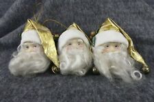 Three Victorian Santa Head Ornaments