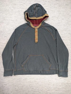 Moletom com capuz Carbon2Cobalt masculino tamanho grande cinza bronzeado algodão Henley pulôver - Imagem 1 de 4