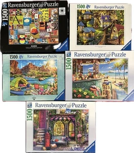 RAVENSBURGER LOT OF 5 PREOWNED 1500 PIECE PUZZLES - Picture 1 of 9