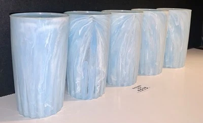 Juego de 5 vasos de plástico vintage azul imitación mármol años 70 Foto 1 de 4