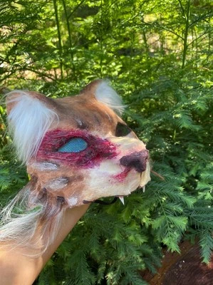 Máscara Therian Completamente Peluda para Gato, Máscara para Gatito Cicatrizada, Máscara Cuádruple, Máscara Animal Foto 1 de 4