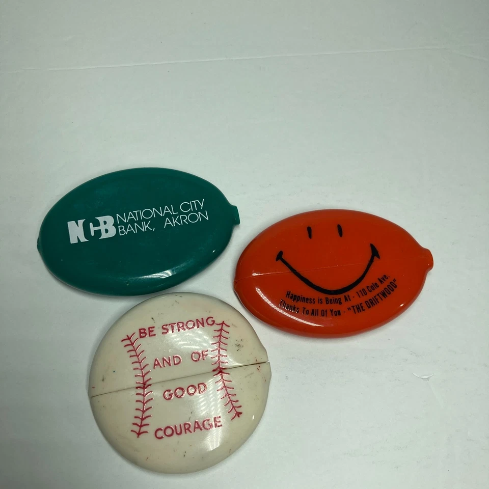 Винтажный сжать пластиковый монета изменить сумочки лот из 3 National City банк Акрон OH + больше - Изображение 1 из 4