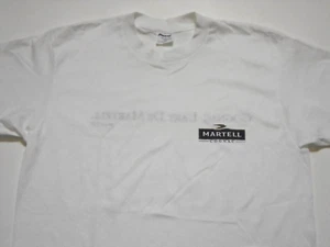 Vintage 80s Martell Cognac T-Shirt Single Stitch Alcohol Drinking White Medium - Picture 1 of 5