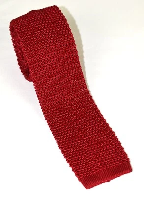 Xlent CHARVET *Italy* Solid Red Knit Knitted 100% Silk Tie 2.5 x 57 - Image 1 of 4