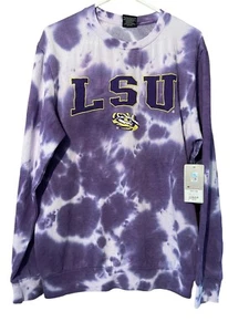 LSU Tigers NWT Colosseum Purple Tie Dye Long Sleeve Lightweight Sweatshirt sz M - Picture 1 of 6