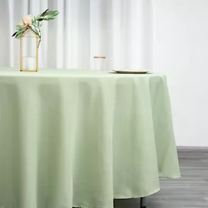 5 Sage Green 108" ROUND POLYESTER TABLECLOTHS Wedding Party Affordable Tabletop - Picture 1 of 8